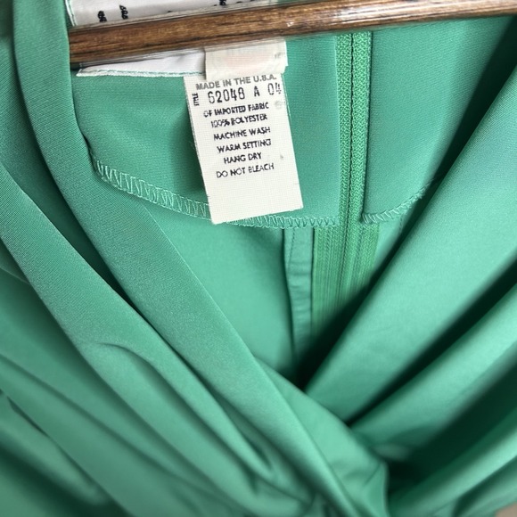 NWT Vintage 80s Henry Lee Emerald Green Draped Midi Dress Size 12 Made In USA - Picture 4 of 14